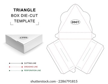 Triangle box die cut template