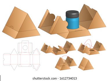 Triangle Box Packaging Die Cut Template Design. 3d Mock-up