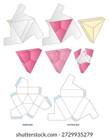 triangle box  Packaging Mockup with dieline Template