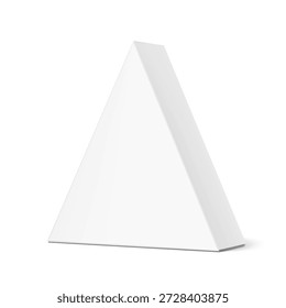 Maqueta de empaquetado de caja triangular para comida para llevar. Ilustración vectorial aislada sobre fondo blanco. Vista lateral media. Puede ser utilizado para la Plantilla de su diseño, presentación, promoción, anuncio. EPS10.