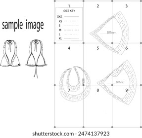 Triangle  bra sewing pattern for Multiple sizes included