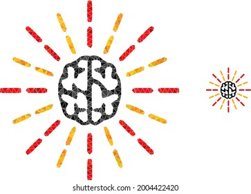 Triangle brain shine polygonal icon illustration. Brain Shine lowpoly icon is filled with triangles. Flat filled geometric mesh image based on brain shine icon.