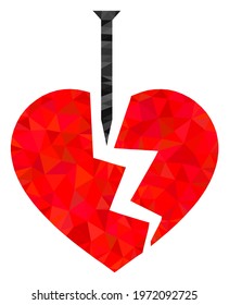 Triangle break valentine heart polygonal symbol illustration. Break Valentine Heart lowpoly icon is filled with triangles. Flat filled abstract mesh symbol based on break valentine heart icon.