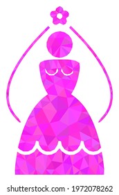 Triangle bride polygonal icon illustration. Bride lowpoly icon is filled with triangles. Flat filled abstract mesh image based on bride icon.