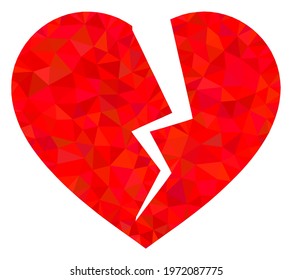 Triangle broken heart polygonal icon illustration. Broken Heart lowpoly icon is filled with triangles. Flat filled geometric mesh image based on broken heart icon.