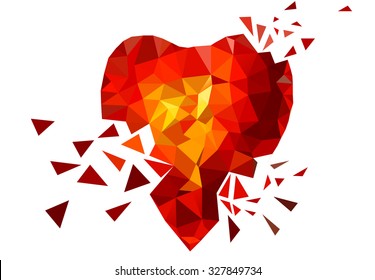 Triangle Broken Heart. Red. Yellow. Orange. Love