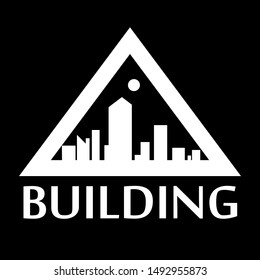 Triangle building logo. Represents prosperity, vector.
