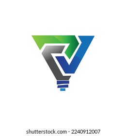 Logo de la bombilla triangular Icono diseños de plantillas vectoriales ilustrador eps 10.