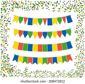 triangle bunting flags color vector holiday background