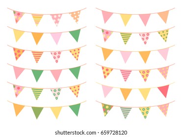 Triangle bunting flags in fresh summer colors for party and birthday celebrations