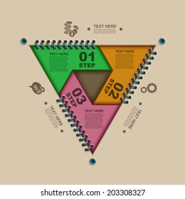 Triangle business 3D digital Infographics, Square with information sectors under, Step up options, Vector illustration Eps 10