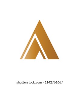 Triangle business logo isolated vector. Design V gradient gold on white background. Design print for identity, symbol, apps, sign, icon. Set 16