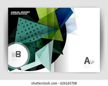 Triangle business print template, brochure, flyer or magazine cover abstract background