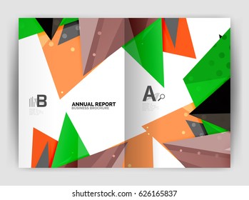 Triangle business print template, brochure, flyer or magazine cover abstract background