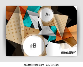 Triangle business print template, brochure, flyer or magazine cover abstract background