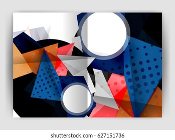 Triangle business print template, brochure, flyer or magazine cover abstract background