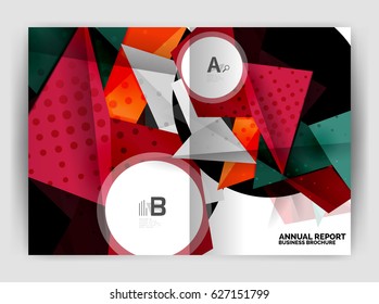 Triangle business print template, brochure, flyer or magazine cover abstract background