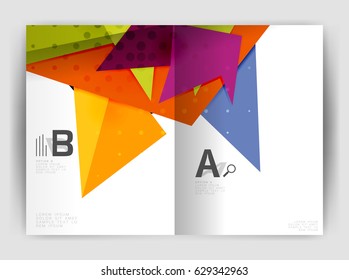 Triangle business print template, brochure, flyer or magazine cover abstract background