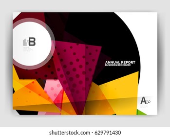 Triangle business print template, brochure, flyer or magazine cover abstract background