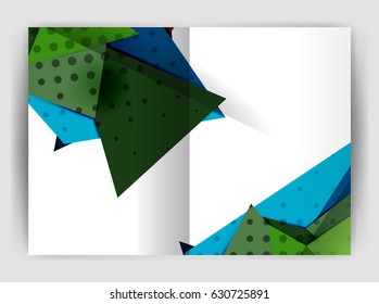 Triangle business print template, brochure, flyer or magazine cover abstract background