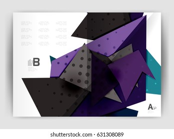 Triangle business print template, brochure, flyer or magazine cover abstract background