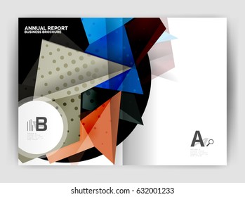 Triangle business print template, brochure, flyer or magazine cover abstract background