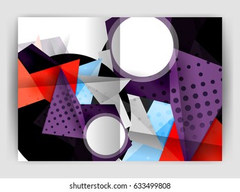 Triangle business print template, brochure, flyer or magazine cover abstract background