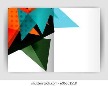 Triangle business print template, brochure, flyer or magazine cover abstract background