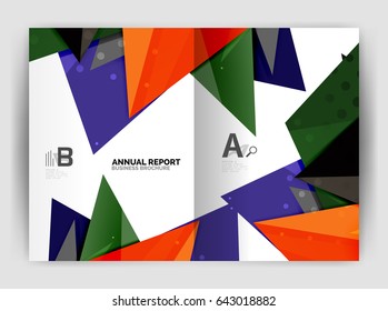 Triangle business print template, brochure, flyer or magazine cover abstract background