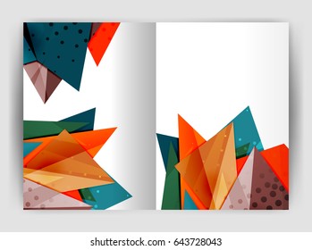 Triangle business print template, brochure, flyer or magazine cover abstract background