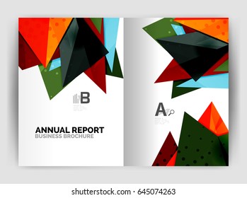 Triangle business print template, brochure, flyer or magazine cover abstract background