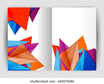 Triangle business print template, brochure, flyer or magazine cover abstract background