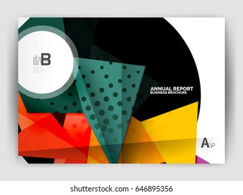 Plantilla de impresión comercial triangular, folleto, folleto o fondo abstracto de portada de revista