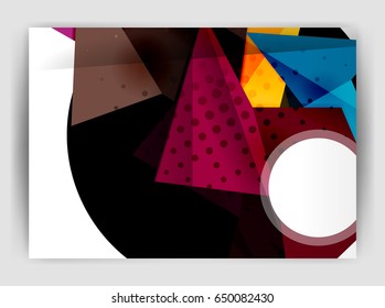 Triangle business print template, brochure, flyer or magazine cover abstract background