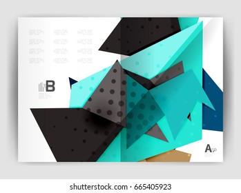 Triangle business print template, brochure, flyer or magazine cover abstract background