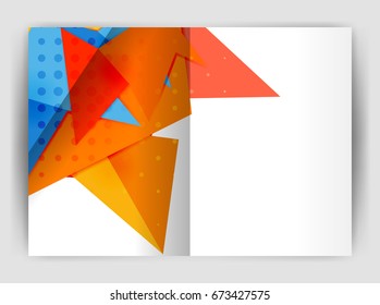 Triangle business print template, brochure, flyer or magazine cover abstract background