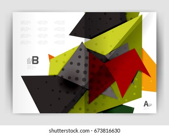 Triangle business print template, brochure, flyer or magazine cover abstract background