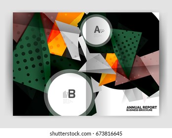 Plantilla de impresión comercial triangular, folleto, folleto o fondo abstracto de portada de revista