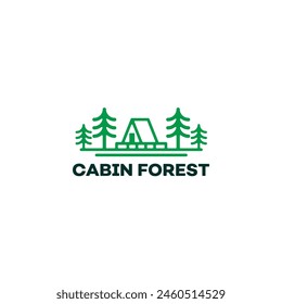 Triangle Cabin Forest Einfache Linie Logo Design