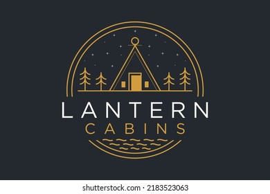 Triangle cabin house logo design cottage illustration lodge park outdoor nature wood building