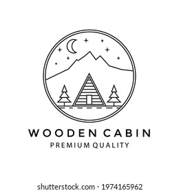 Triangle Cabin Line Art Logo Vector Illustration Minimalist Simple Design