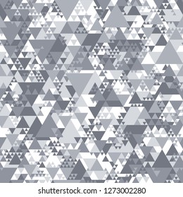 Triangle camouflage seamless pattern. Abstract modern geometric tiles military camo texture background. Fabric and fashion print endless texture. Vector illustration.