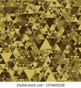 Triangle camouflage seamless pattern. Abstract modern geometric tiles military camo texture background. Fabric and fashion print endless texture. Vector illustration.