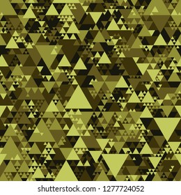 Triangle camouflage seamless pattern. Abstract modern geometric tiles military camo texture background. Fabric and fashion print endless texture. Vector illustration.