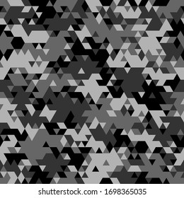 Triangle camouflage seamless pattern. Abstract modern geometric endless camo texture. Military style background for army and hunting textile print. Vector illustration.