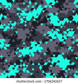 Triangle Camouflage Seamless Pattern. Abstract Modern Geometric Endless Camo Texture. Military Style Background For Army And Hunting Textile Print. Vector Illustration.