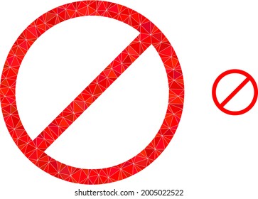 Ilustración de iconos poligonales de cancelación triangular. El icono Cancelar barra baja se rellena con triángulos. Imagen de malla geométrica plana basada en el icono de cancelación.