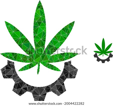 Triangle cannabis industry polygonal symbol illustration. Cannabis Industry lowpoly icon is filled with triangles. Flat filled abstract mesh symbol based on cannabis industry icon.