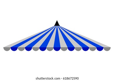 Triangle Canopy, Blue and White, Isolated on White
