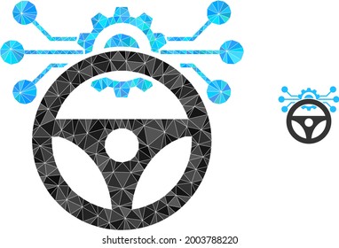 Triangle car autopilot scheme polygonal symbol illustration. Car Autopilot Scheme lowpoly icon is filled with triangles. Flat filled abstract mesh symbol based on car autopilot scheme icon.